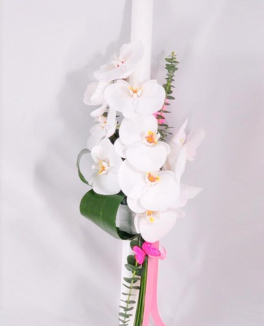 Lumanare de Botez cu Orhidee Phalaenopsis