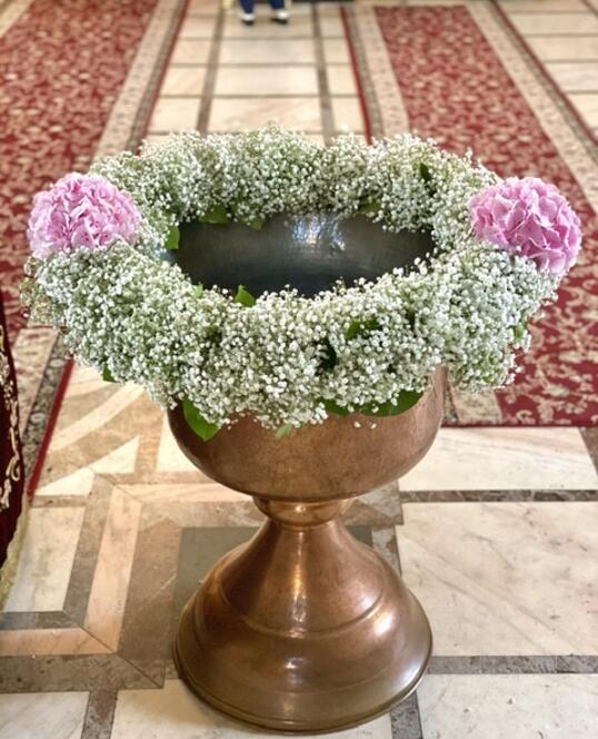 Decoratiune Cristelnita de Botez cu Floarea Miresei