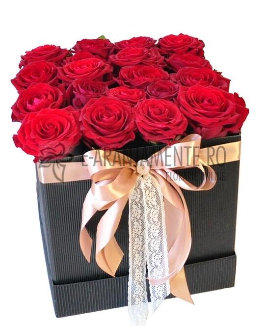 Cutie Patrata cu 19 Trandafiri